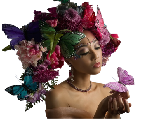 Femme avec des fleurs