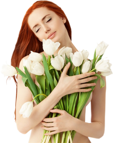 femme avec fleurs