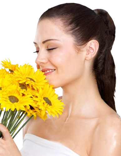 Femme avec des fleurs